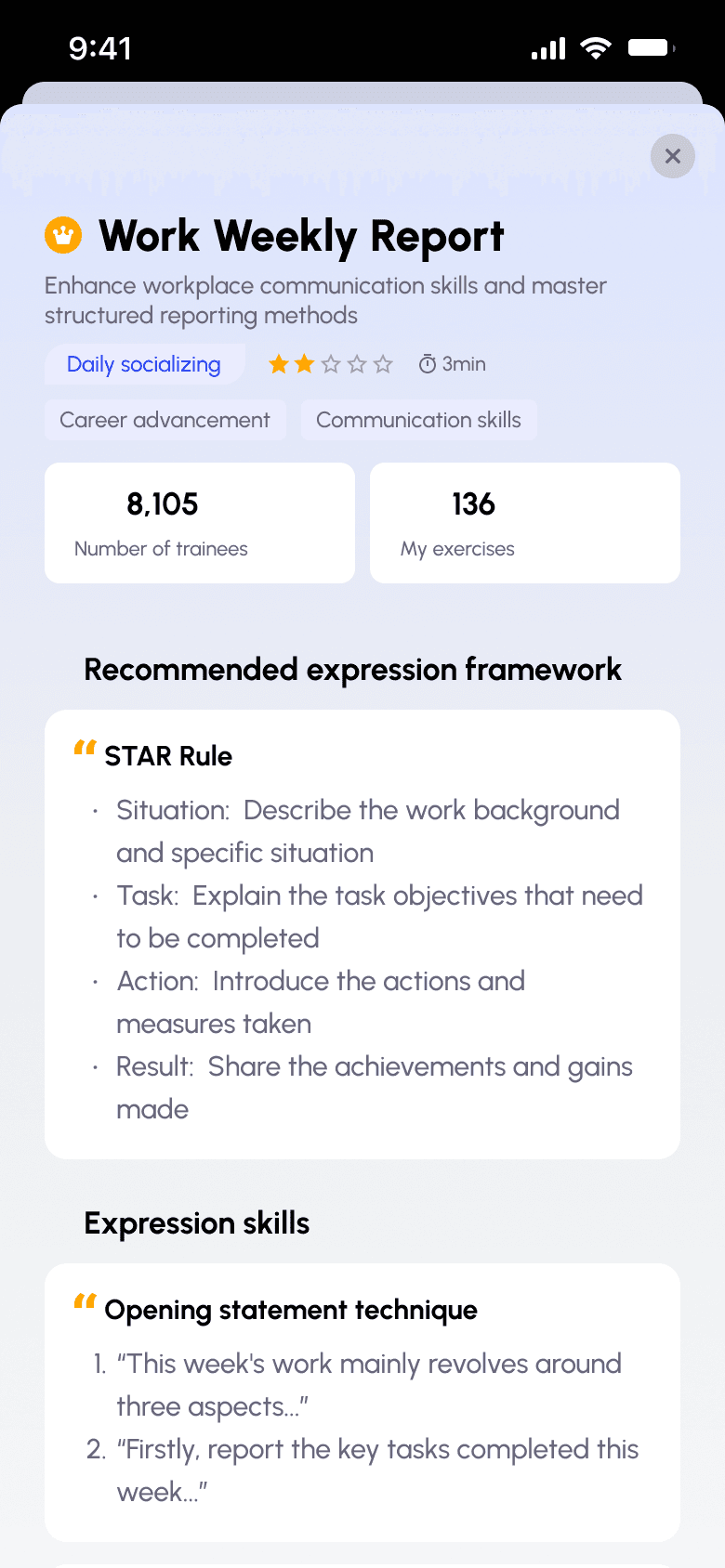 SayNow AI scenario detail with the recommended framework